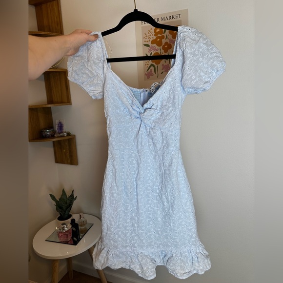 Cora Baby Blue Eyelet Ruffle Mini Dress